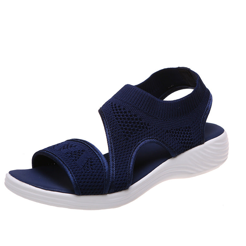 Chaussures d'été décontractées pour femmes, sandales à plateforme creuses en maille à bout ouvert 