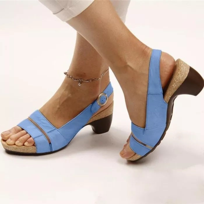 Women's Beach High Heel Wedge Buckle Sandals