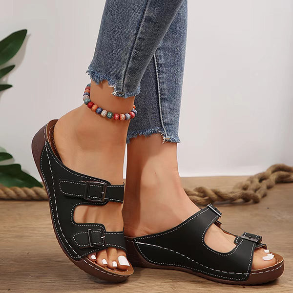 😍Letzter Tag 50 % RABATT😍- Orthopädische Sandalen mit verstellbarer Doppelschnalle für Damen 