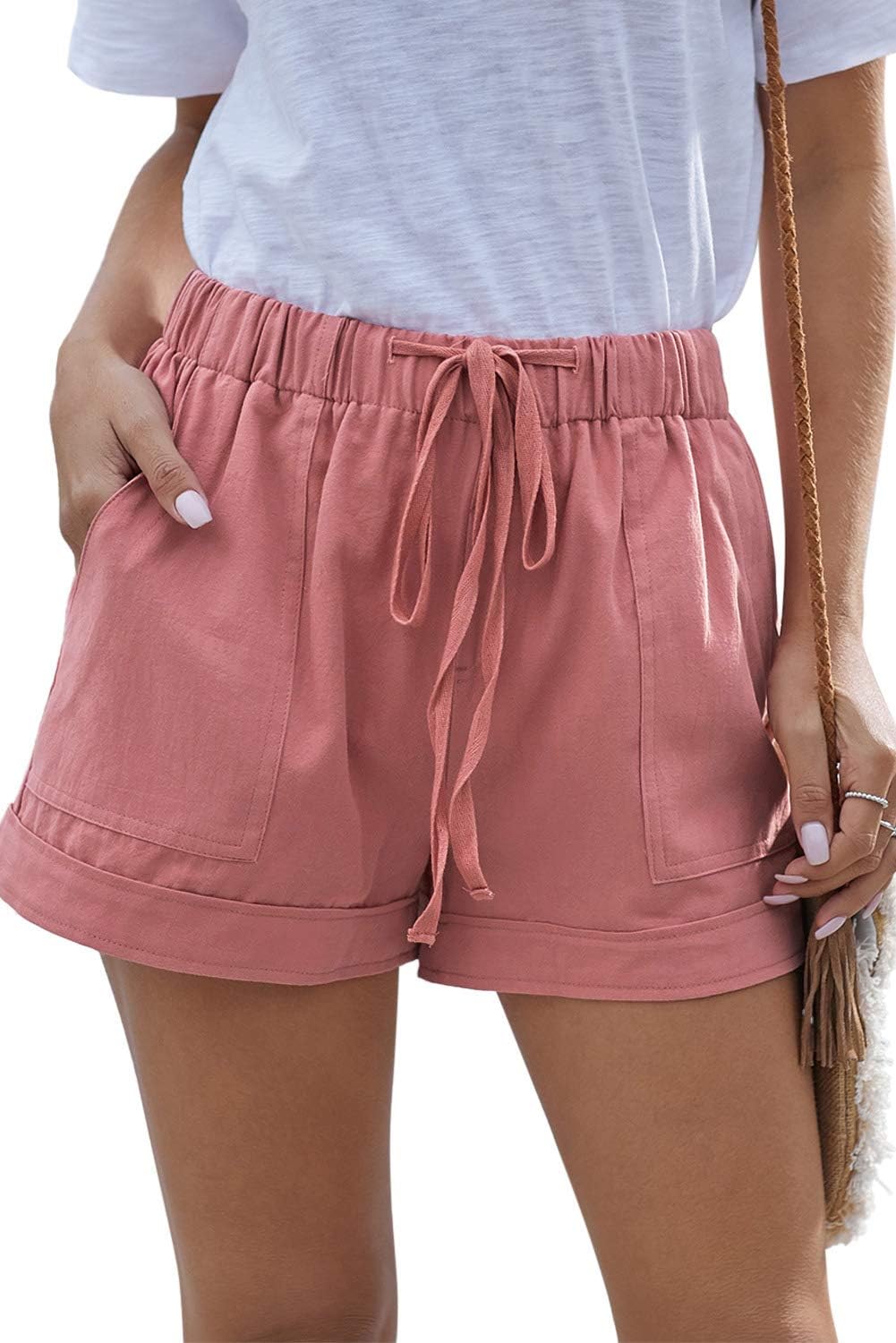 Womens Lightweight Shorts Casual Baggy Trendy Short Pants Elastic Waist Drawstring Comfy Shorts