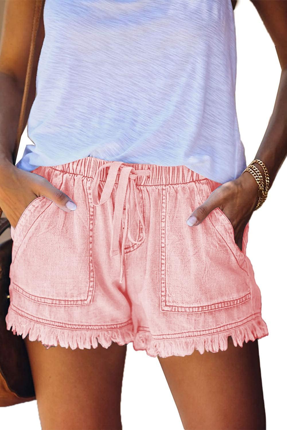 Womens Lightweight Shorts Casual Baggy Trendy Short Pants Elastic Waist Drawstring Comfy Shorts