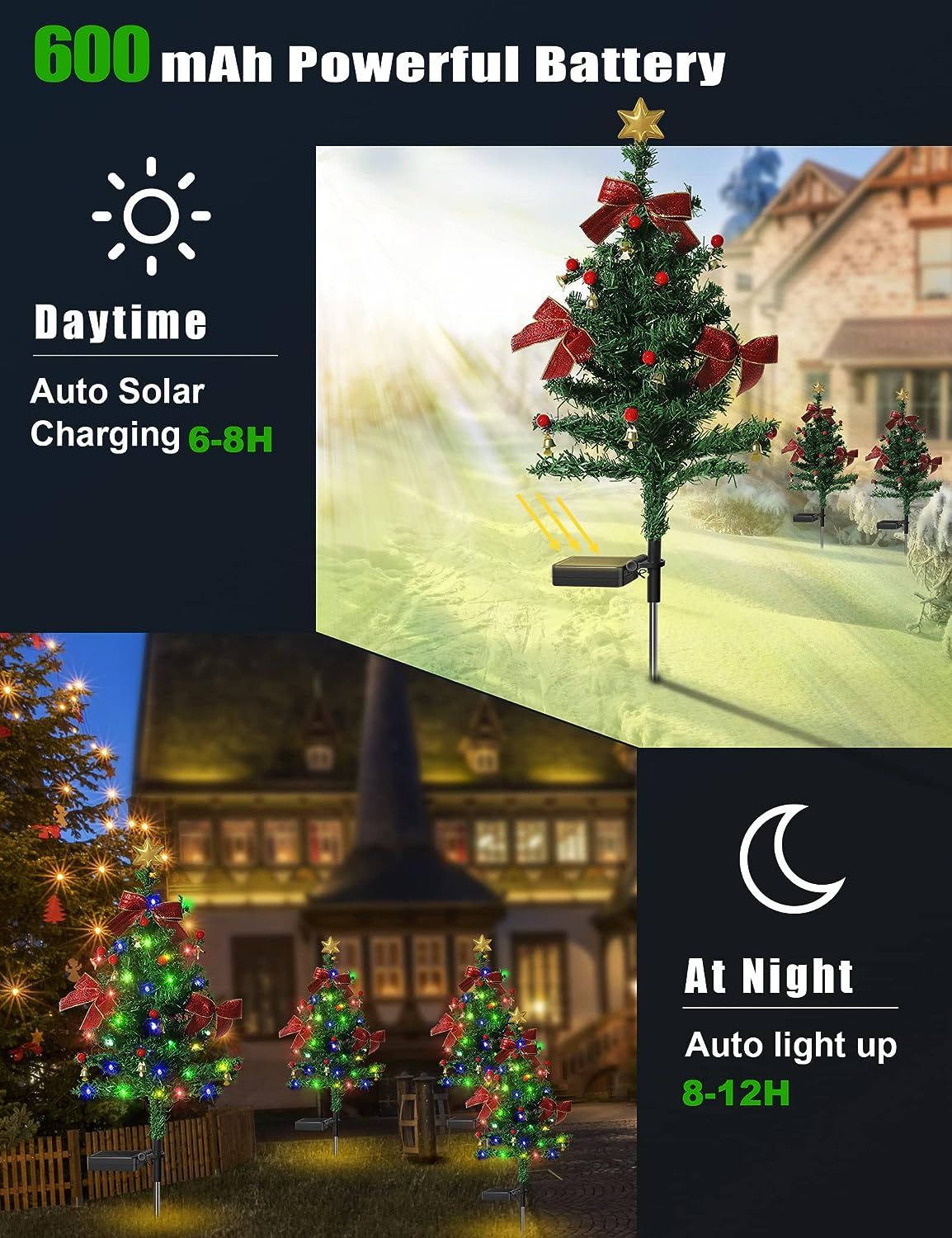 🎄Chikalabs Garden Holiday Decorations Solar Christmas Tree Lights