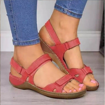 Chaussures compensées pour femmes, sandales à boucle velcro 