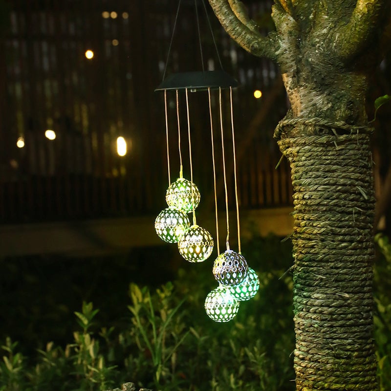 🌞Chikalabs Solar Metal Orb Wind Chime Mobile - Rainbow Color Changing LED Lights