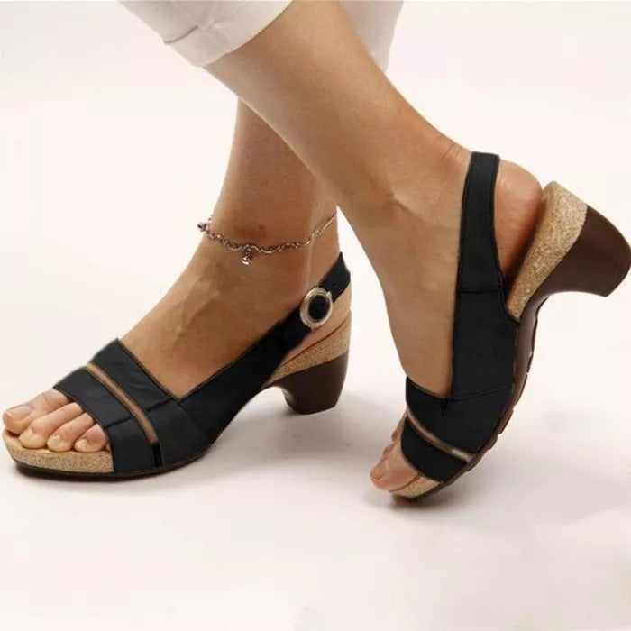 Women's Beach High Heel Wedge Buckle Sandals