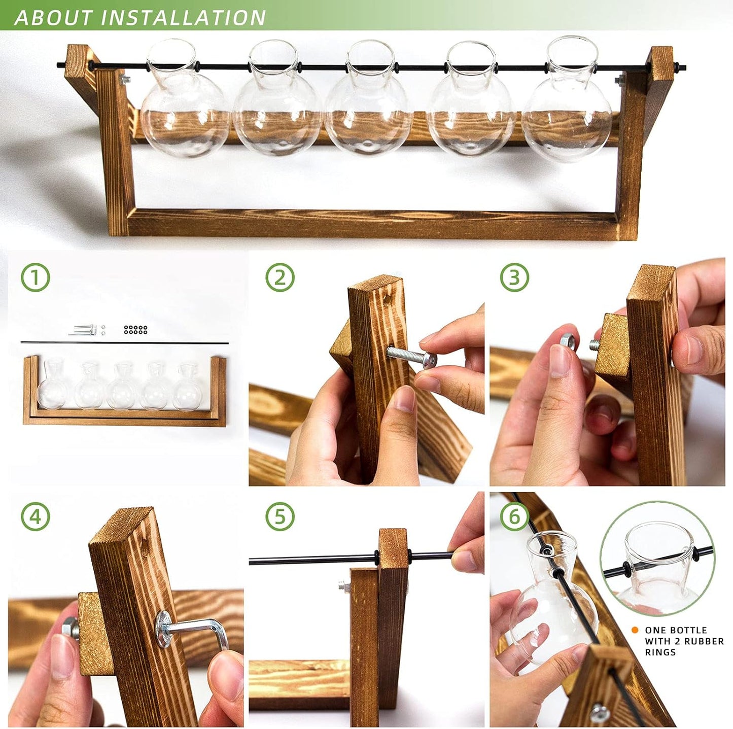 Chikalabs Stations pivotantes de propagation de plantes à 5 bulbes Terrarium en verre