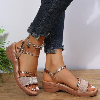 Women Summer 2025 Shoes Rhinestone Peep-toe Sandals
