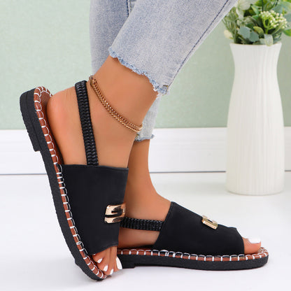 Women’s Plus Size Elastic Band Beach Flat Sandals