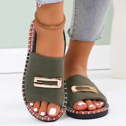 Women’s Plus Size Elastic Band Beach Flat Sandals
