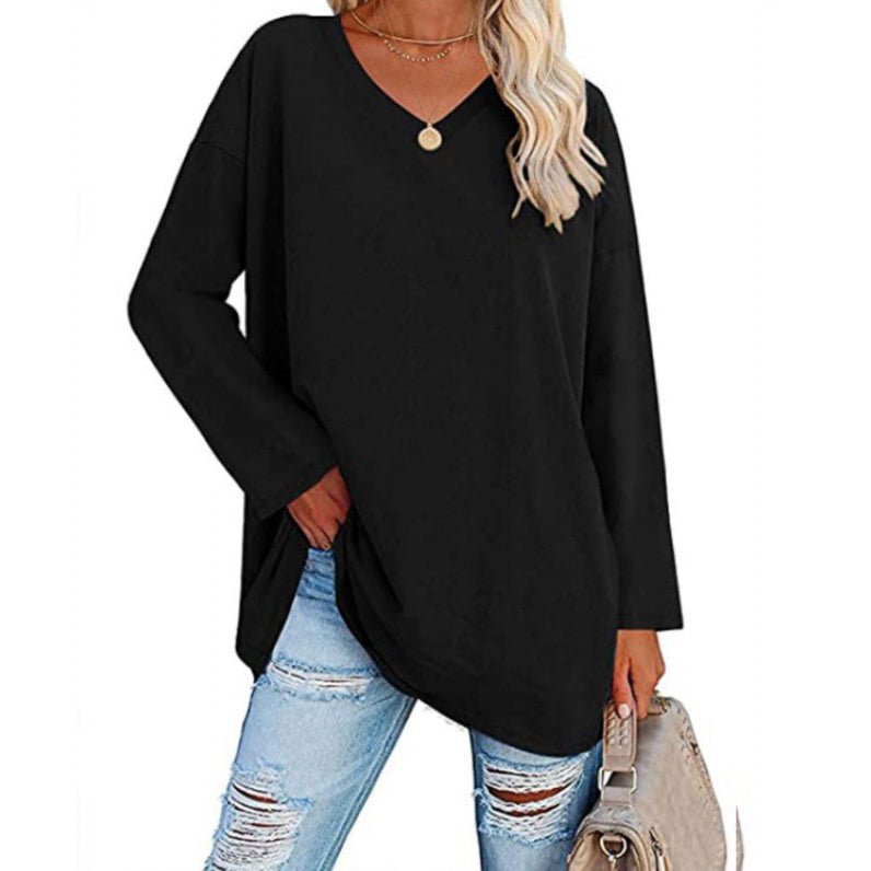 🔥Up to 69% OFF Today🔥Women Fall/Winter 2025 Oversized Tops Long Sleeve Casual V-neck Loose T-shirts
