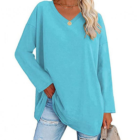 🔥Up to 69% OFF Today🔥Women Fall/Winter 2025 Oversized Tops Long Sleeve Casual V-neck Loose T-shirts