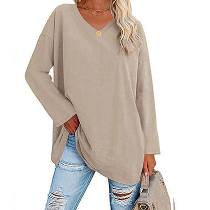 🔥Up to 69% OFF Today🔥Women Fall/Winter 2025 Oversized Tops Long Sleeve Casual V-neck Loose T-shirts