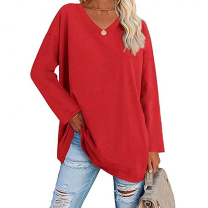 🔥Up to 69% OFF Today🔥Women Fall/Winter 2025 Oversized Tops Long Sleeve Casual V-neck Loose T-shirts