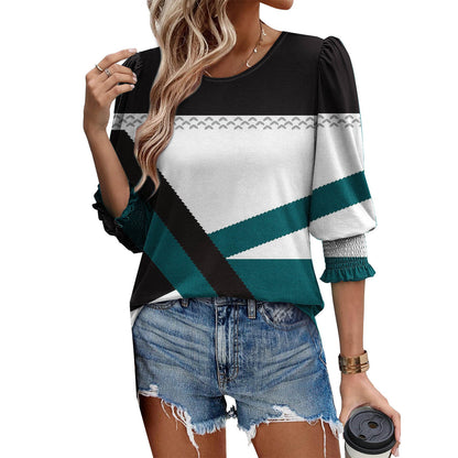 🥳Women Summer Printed Tops Elbow Sleeve Loose Fit Tee