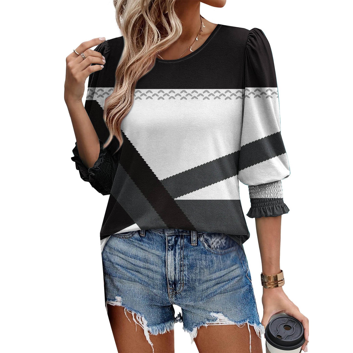 🥳Women Summer Printed Tops Elbow Sleeve Loose Fit Tee