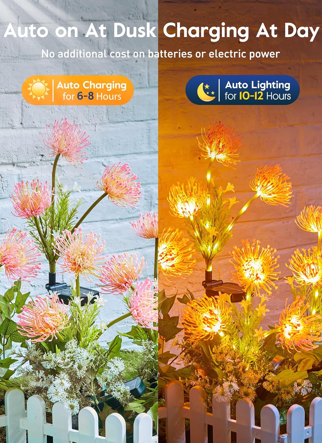 🌷Chikalabs Garden Pink Solar Flower Lights - 4 Pack LED Outdoor Garden Lights