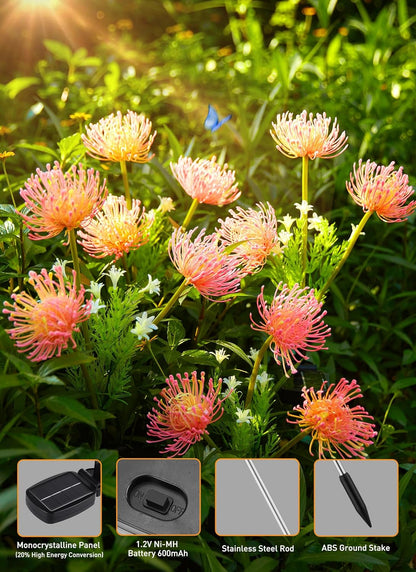 🌷Chikalabs Garden Pink Solar Flower Lights - 4 Pack LED Outdoor Garden Lights