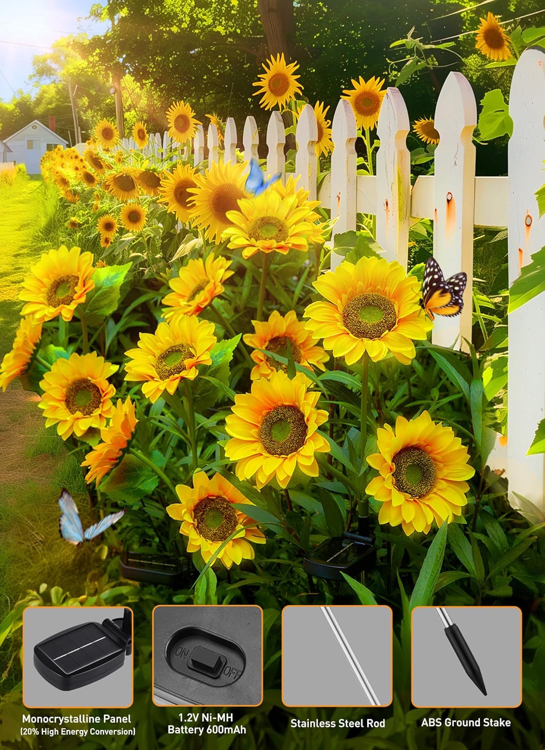 🌷Chikalabs Garden Pink Solar Flower Lights - 4 Pack LED Outdoor Garden Lights