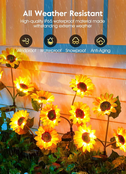 🌷Chikalabs Garden Pink Solar Flower Lights - 4 Pack LED Outdoor Garden Lights