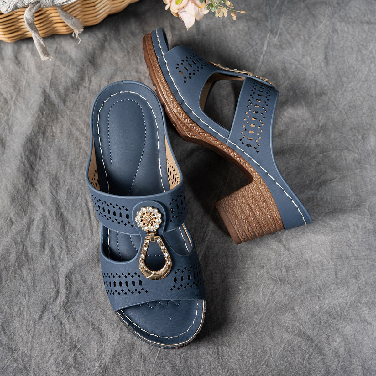 Sandales orthopédiques à talons et strass pour femmes