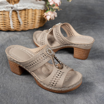 Sandales orthopédiques à talons et strass pour femmes