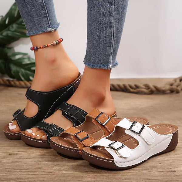 😍Letzter Tag 50 % RABATT😍- Orthopädische Sandalen mit verstellbarer Doppelschnalle für Damen 