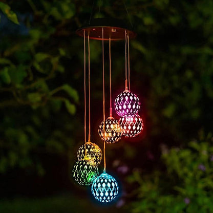 🌞Chikalabs Solar Metal Orb Wind Chime Mobile - Rainbow Color Changing LED Lights