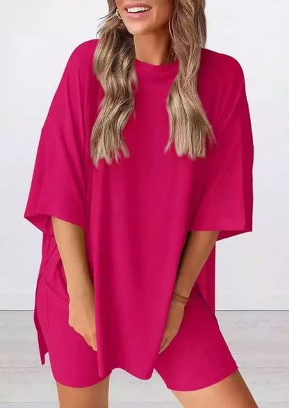 🔥Last Day 49% OFF - Women's Oversized Casual T-Shirt Shorts Suit Stretch Two-Piece Set