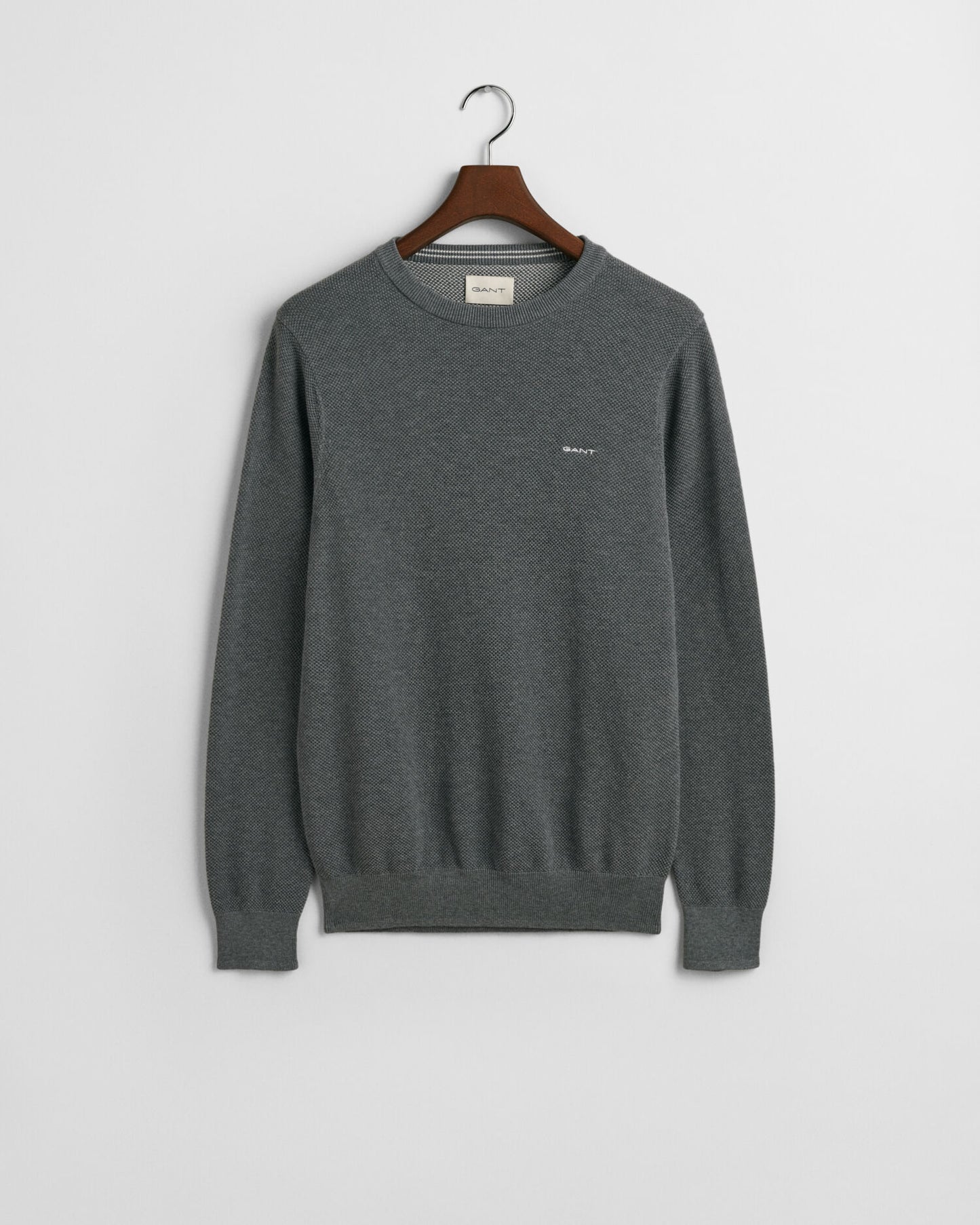Cotton Piqué Crew Neck Sweater