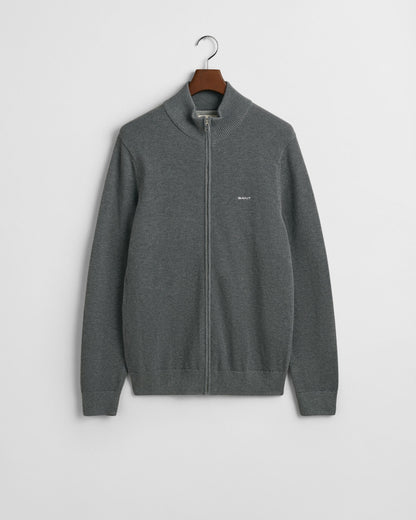 Cotton Piqué Zip Cardigan