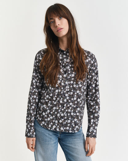 Regular Fit Floral Print Cotton Voile Shirt