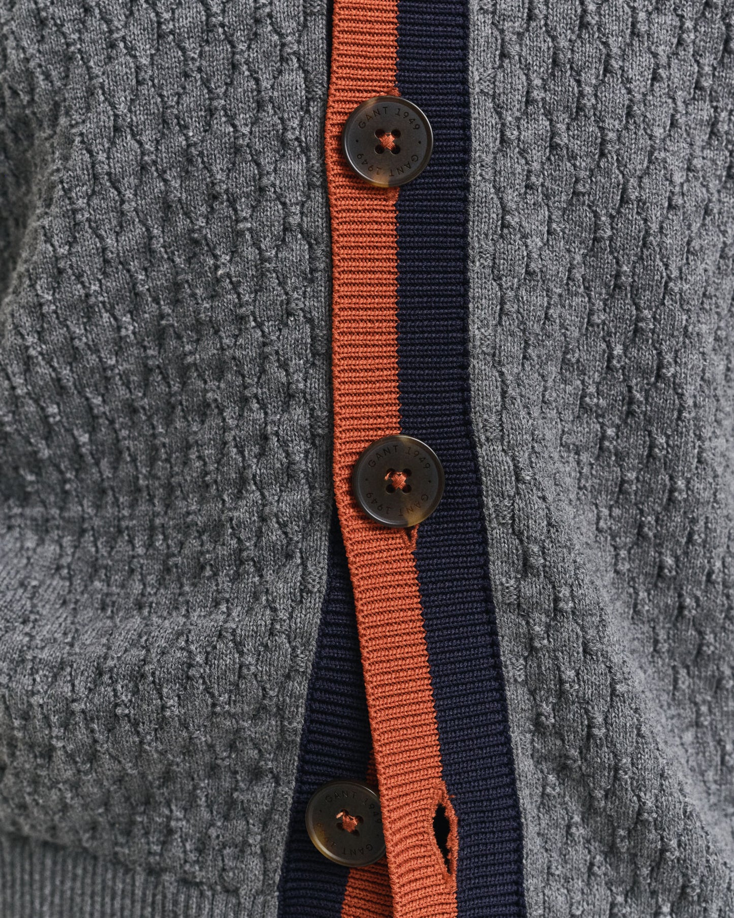 Textured Cotton Contrast Cardigan