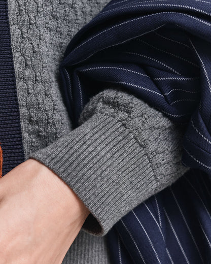 Textured Cotton Contrast Cardigan