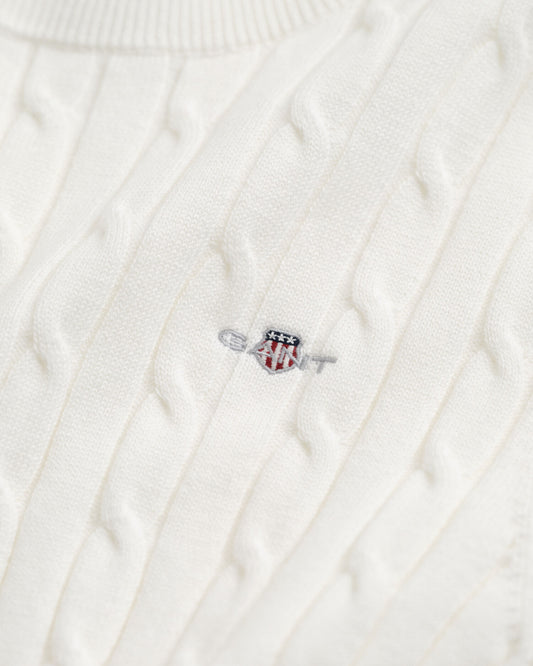 Stretch Cotton Cable Knit Sweater