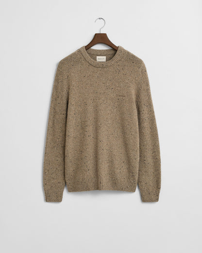 Wool Blend Nepps Crew Neck Sweater