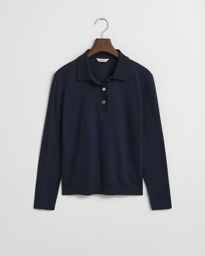 Seamless Buttoned Long Sleeve Polo Shirt