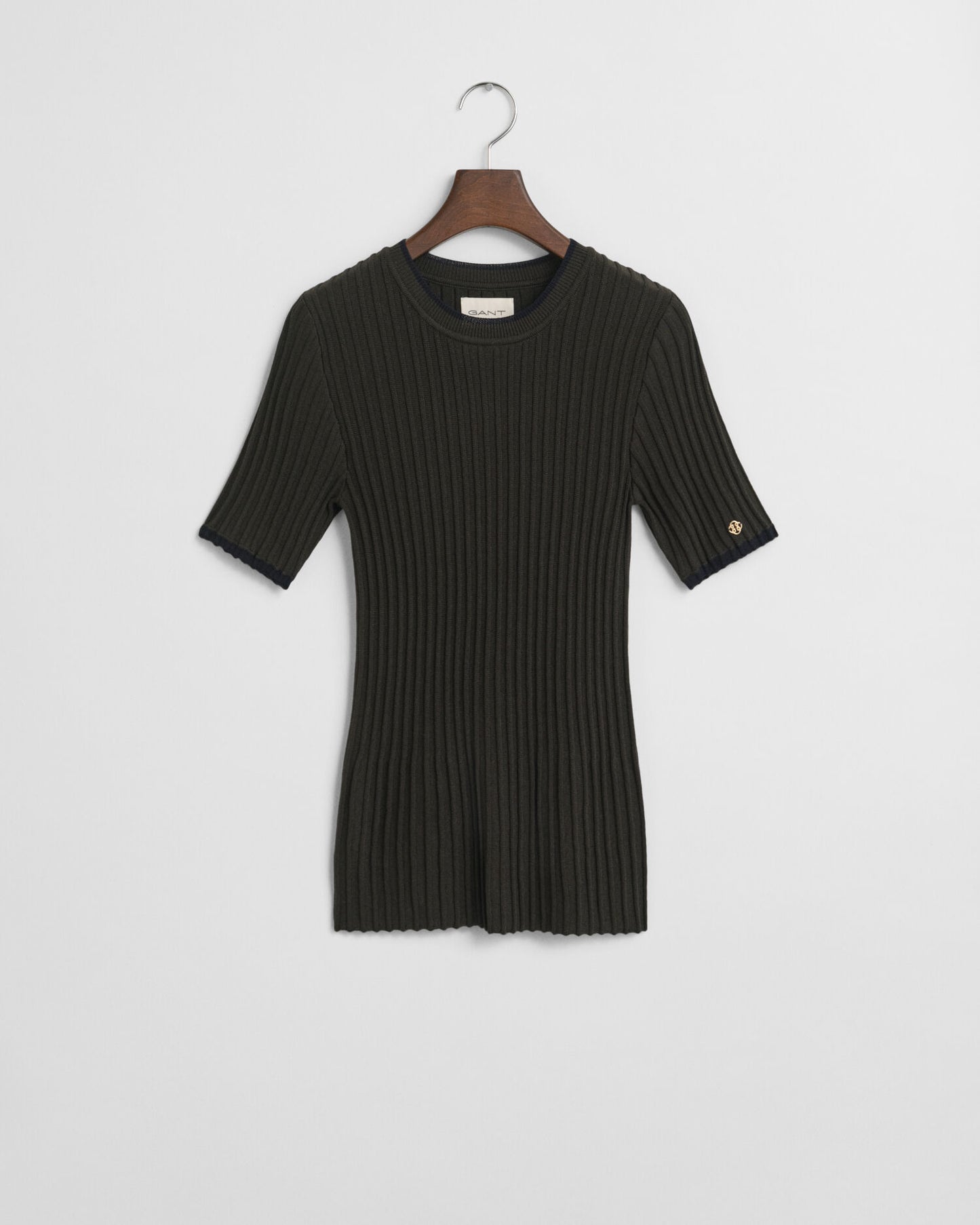 Contrast Ribbed Short Sleeve Sweater