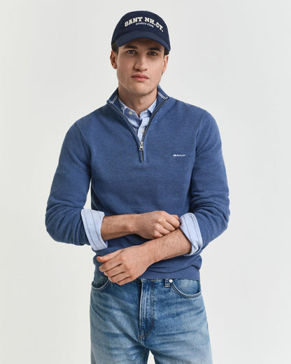Cotton Piqué Half-Zip Sweater