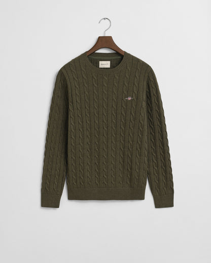 Cotton Cable Knit Crew Neck Sweater