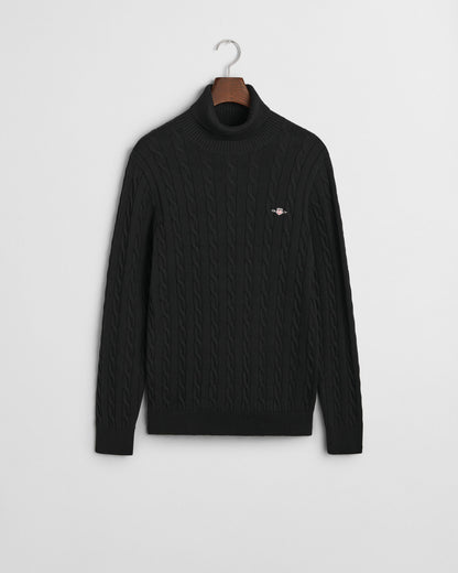 Cotton Cable Knit Turtleneck Sweater