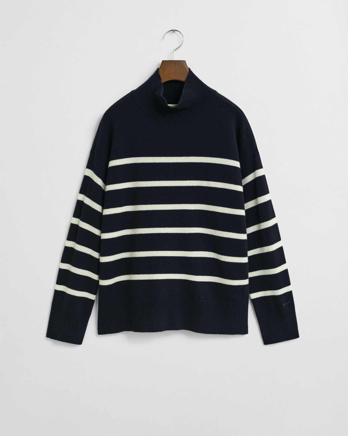 Striped Superfine Lambswool Turtleneck Sweater
