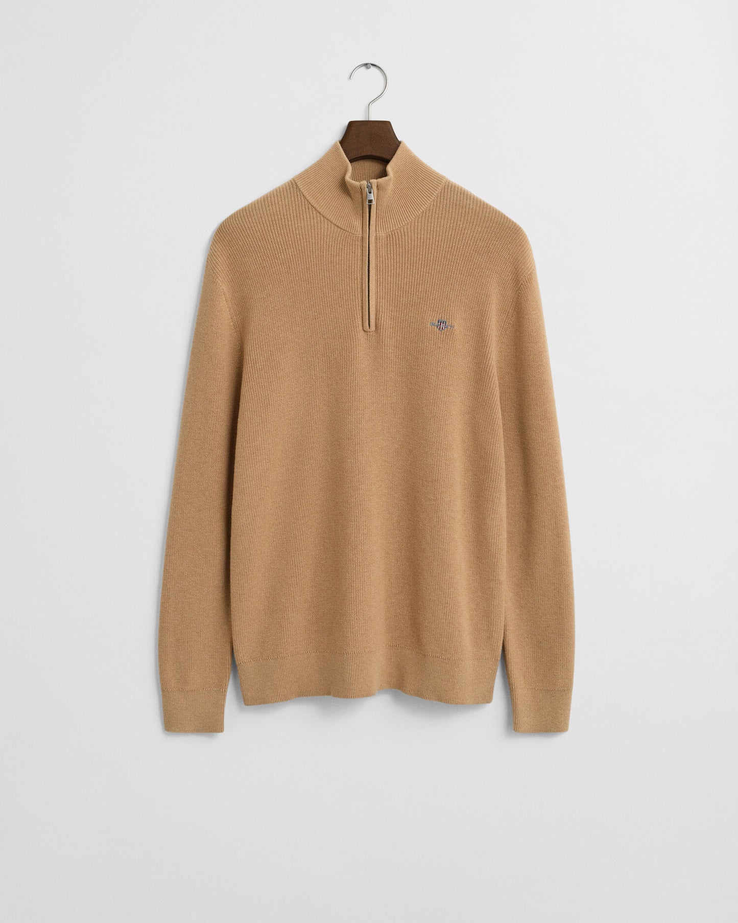 Ribbed Cotton Merino Wool Half-Zip Sweater