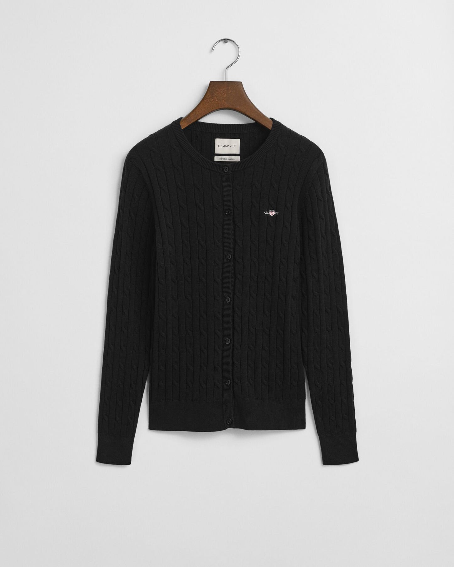 Stretch Cotton Cable Knit Cardigan