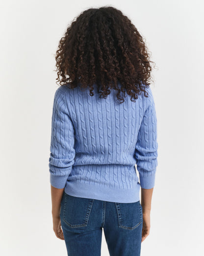Stretch Cotton Cable Knit Half-Zip Sweater