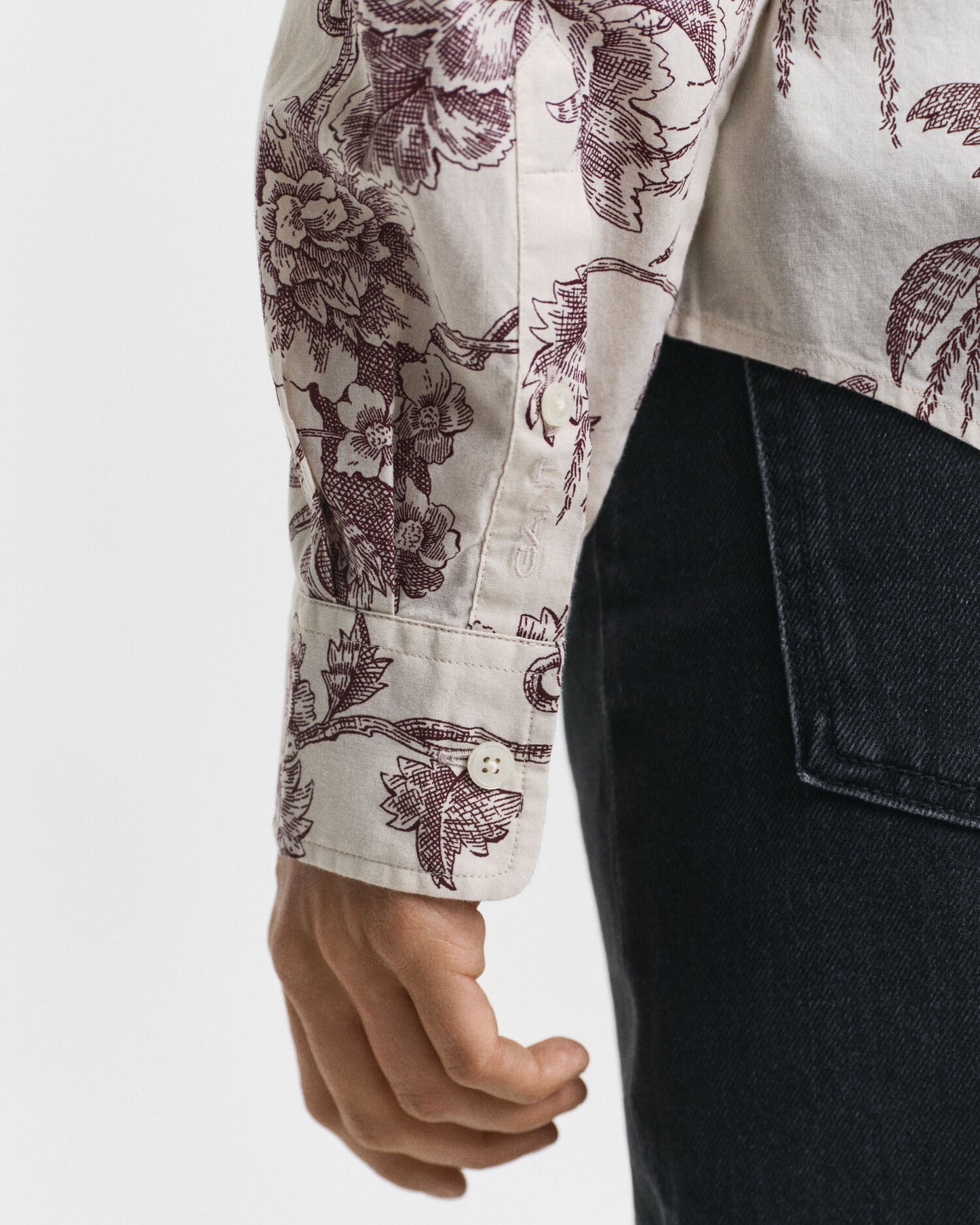 Regular Fit Tree Printed Cotton Voile Shirt