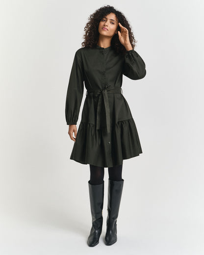 Cotton Satin Long Sleeve Dress