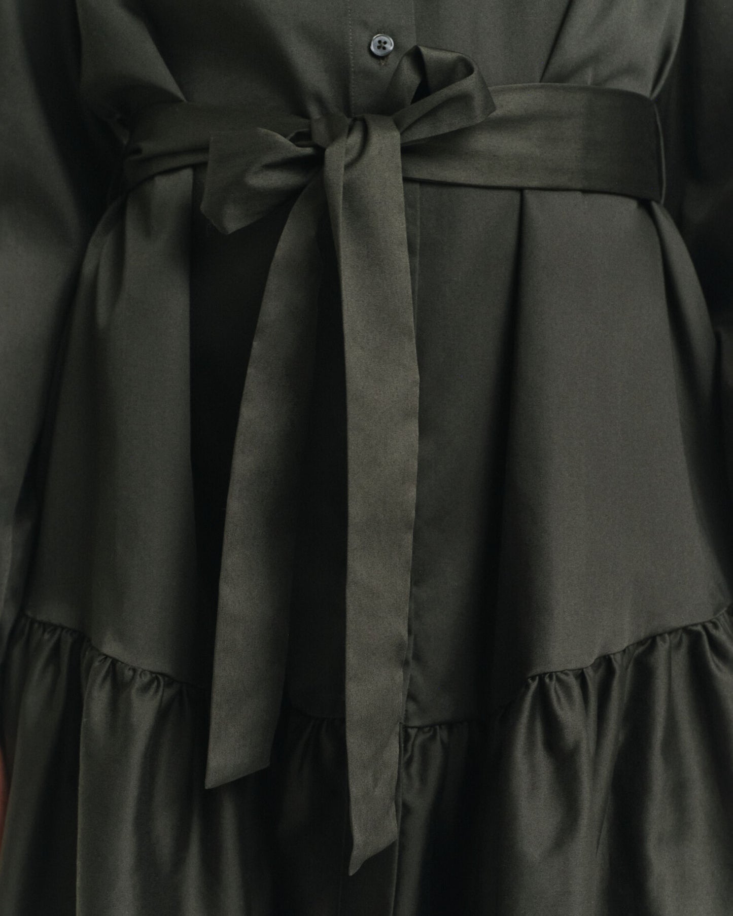 Cotton Satin Long Sleeve Dress