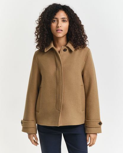Wool Blend Short Car Coat