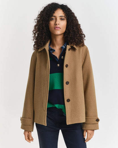 Wool Blend Short Car Coat