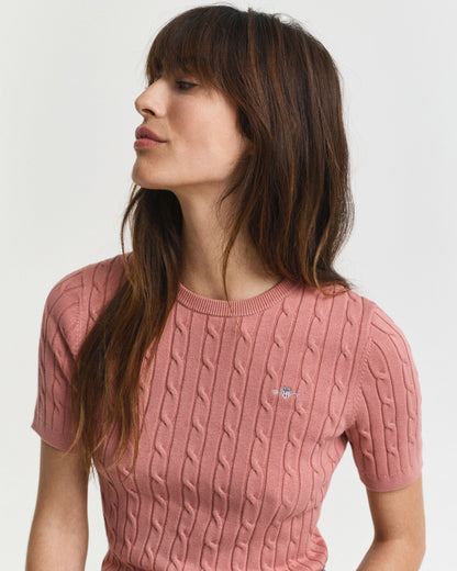 Stretch Cotton Cable Knit Sweater